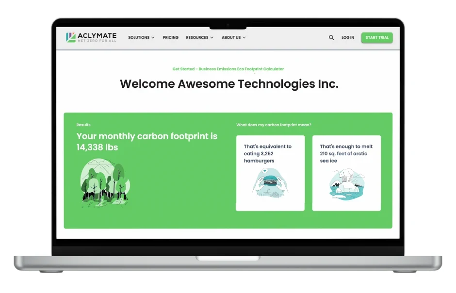 Aclymate carbon footprint calculator